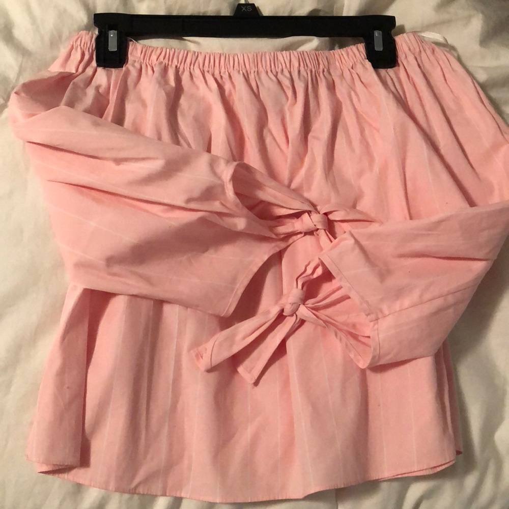 forever21 pink striped off shoulder top